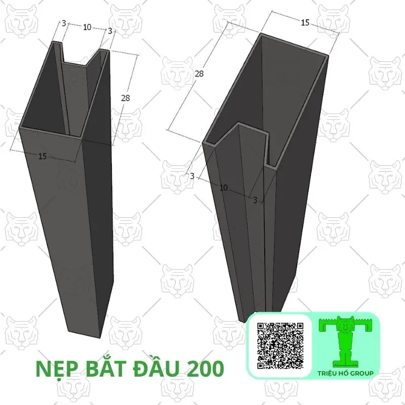 Phụ kiện nẹp bắt đầu của tấm lợp hợp kim nhôm khổ hữu dụng 200mm khổ sản phẩm 220mm