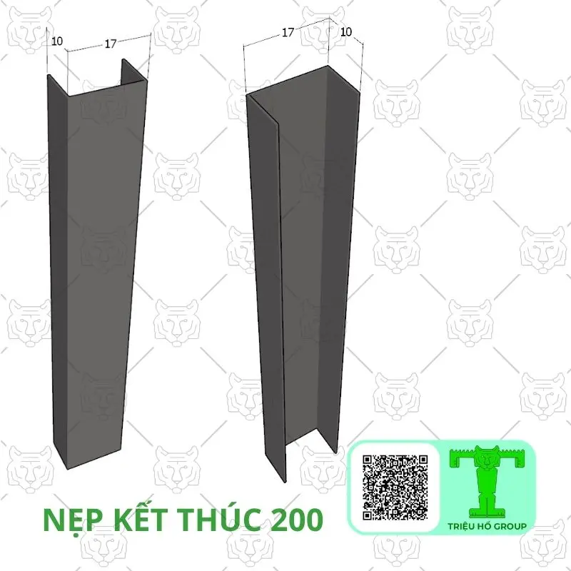 Phụ kiện nẹp kết thúc của tấm lợp hợp kim nhôm khổ hữu dụng 200mm khổ sản phẩm 220mm