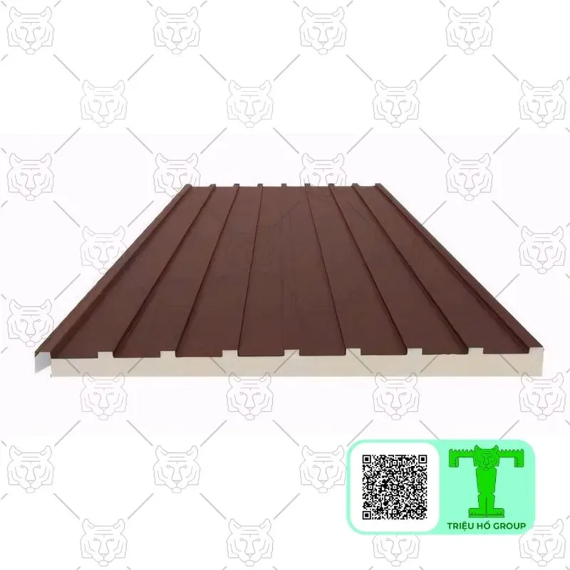 Tấm lợp hợp kim nhôm màu nâu có sóng, mặt dưới màu trắng