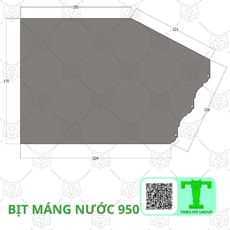Phụ kiện bịt máng nước của tấm lợp hợp kim nhôm khổ hữu dụng 950mm khổ sản phẩm 980mm